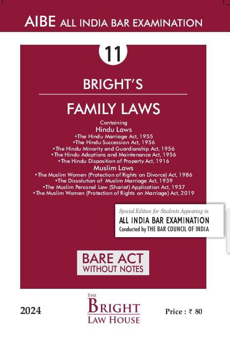 Family Law (English) Bare Act (Without Notes) For All India Bar Examination